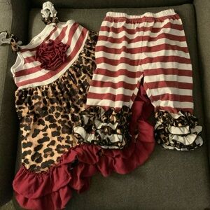 Animal/stripe print matching set.